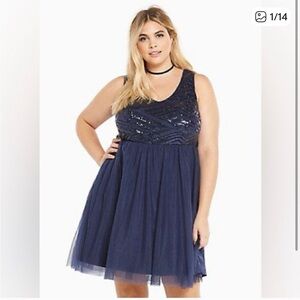 Torrid Navy Blue Sequin Tulle Dress – Size 20